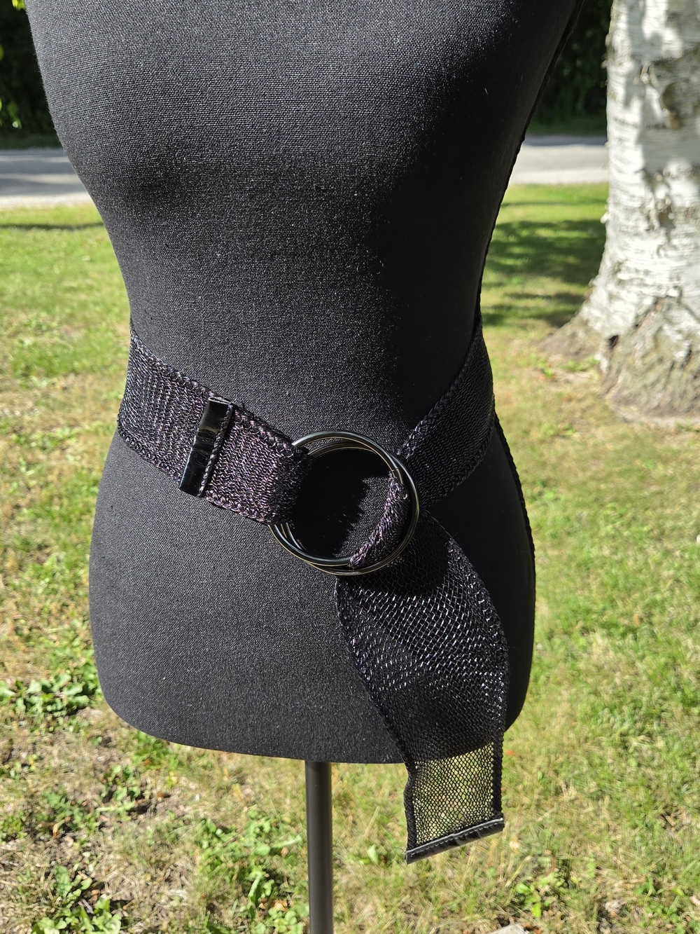 Black Mesh Ring Buckle Waist Belt